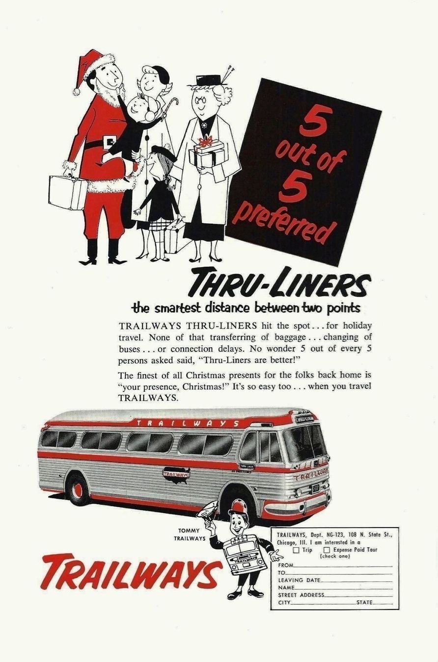 GM Tutti i ricambio: Trailways Thru-Liners, Original-Reklameblatt 1953 – Usato da zürich venduto da parts5060