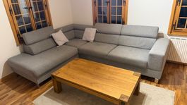 Ecksofa grau mit verstellbaren Kopfstützen