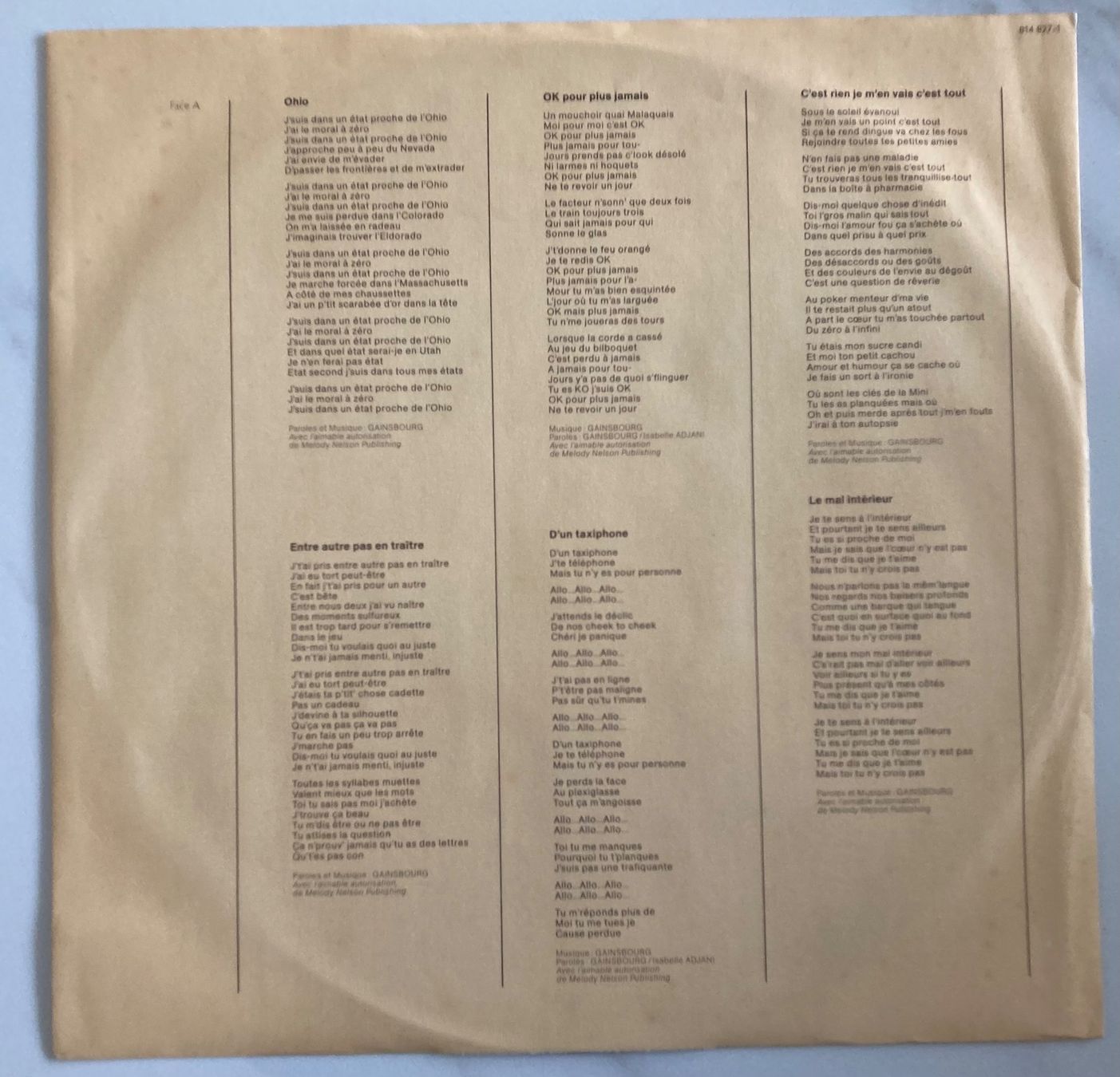 Vinyles: ISABELLE ADJANI - ISABELLE ADJANI – D'occasion à Poliez-Pittet par Newtown-Records 2