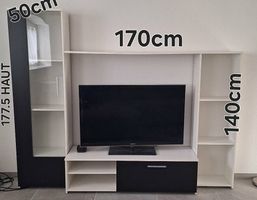 Meuble TV blanc et noir 170cm×140cm bon état