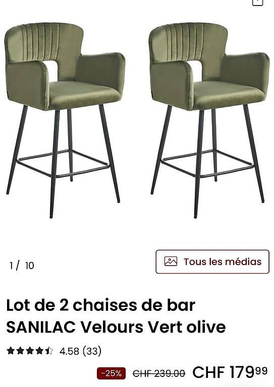 Hochstühle: 2 chaises de bar Beliani  – Gebraucht aus Meinisberg von ste_8brd