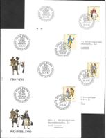 4 FDC Pro Patria 1990 Serie Einzelmarken 22.5.1990