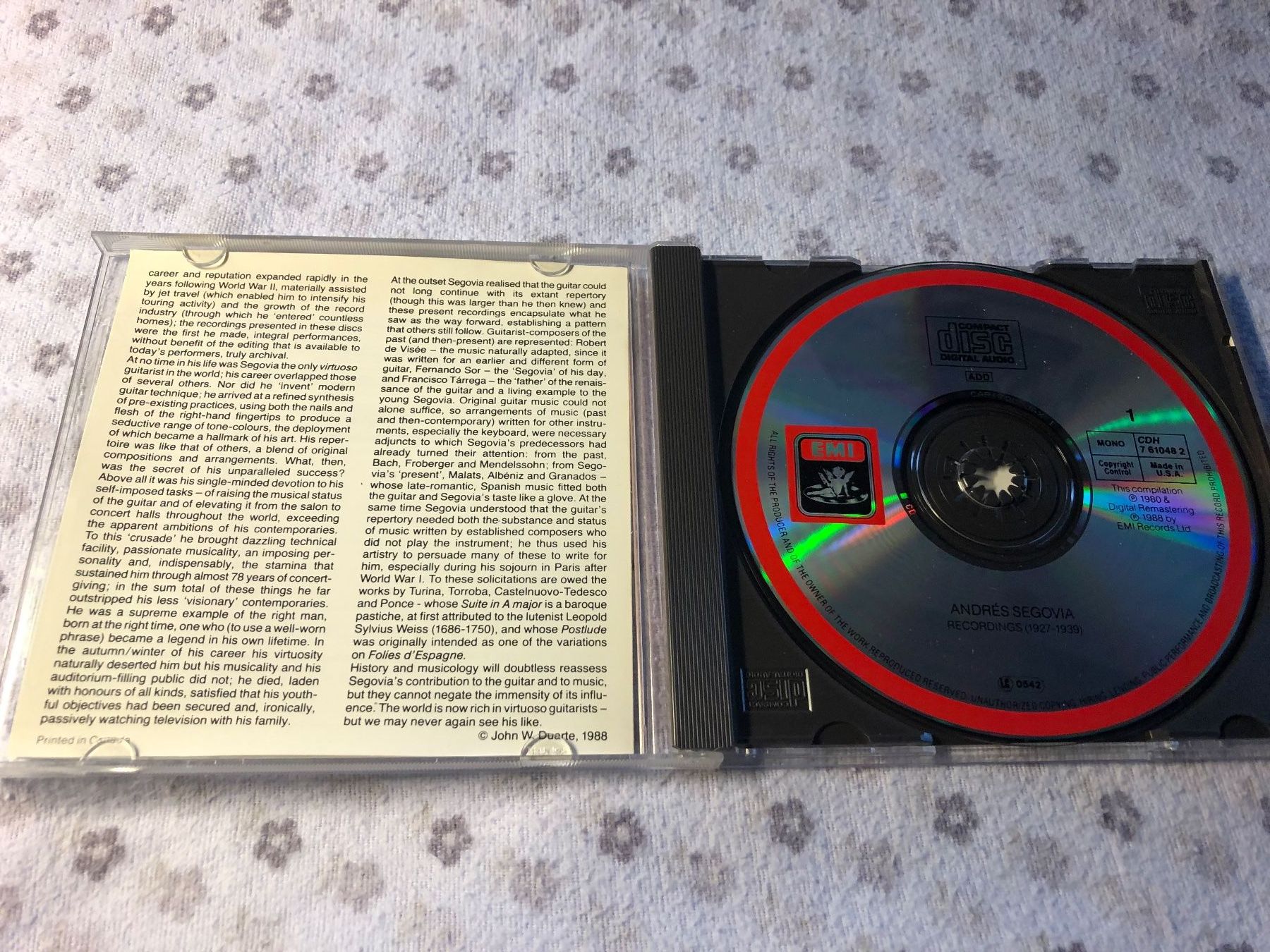 CD: Andrés Segovia - Great Recordings CD Vol. 1 – Usato da Schübelbach venduto da Bemafaja 2