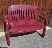 stabile Gartenbank rot Kunststoff 2-Sitzer guter Zustand