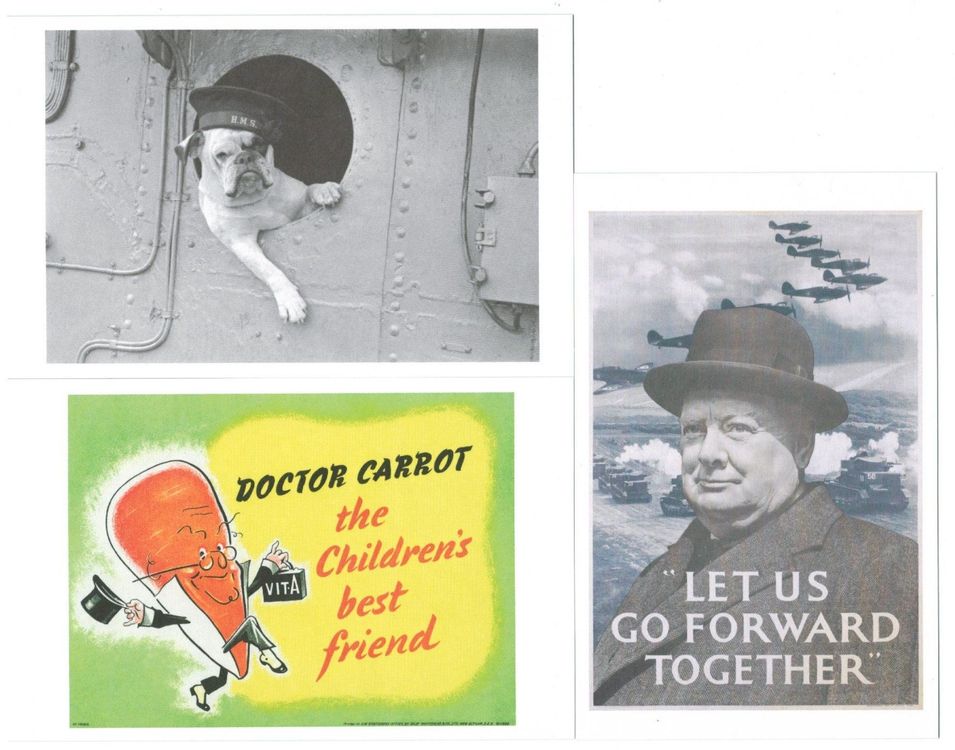 3 AK Iconic Postcards 2. Weltkrieg, W. Churchill. Reprints (Neu (gemäss ...