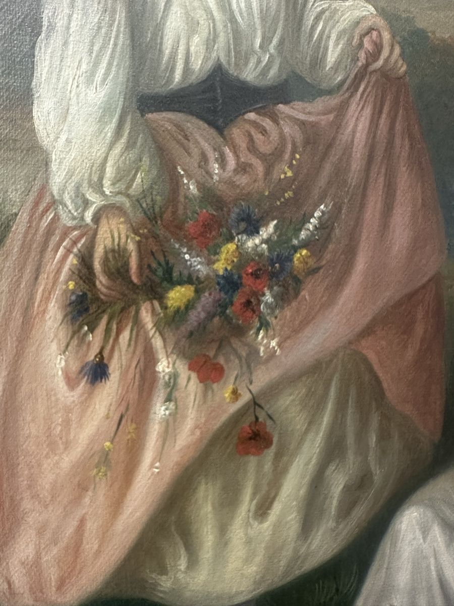 Dipinti: Antikes Gemälde Mädchen mit Blumen Natur 1862 – Usato da Ebikon venduto da Gaenggeliwaar 2