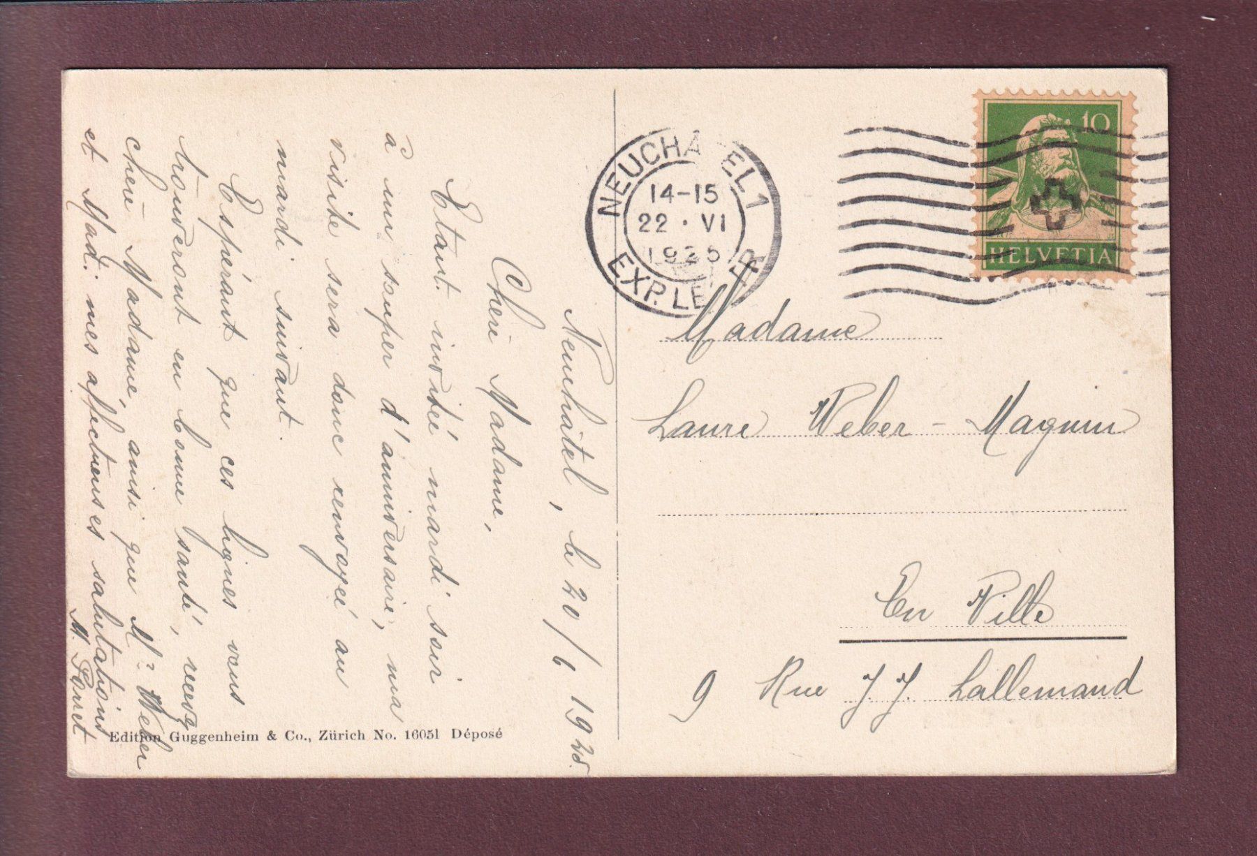 Cartoline postali: NEUCHÂTEL - Cloître - 1925 – Usato da Pully venduto da nicecards 1