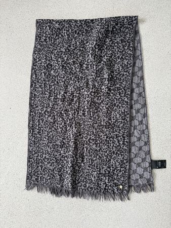 Joop! Schal Leo Print & Logo Muster Dunkelgrau Top Zustand