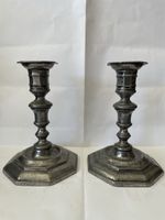 Paire de bougeoirs anciens en étain, Block Zin 1820