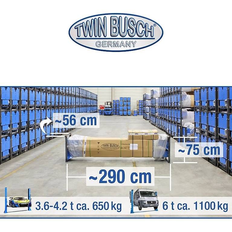 Twin Busch Piattaforme elevatrici & Crick: 2 Säulen Hebebühne 4.2 t - BASIC autom. Entriegelung - Grau – Nuovo e nell'imballaggio originale da Rüthi (Rheintal) venduto da Toptool 4