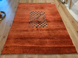 Gabbeh Wollteppich, handgeknüpft 178x254 cm, org. Farbstoffe
