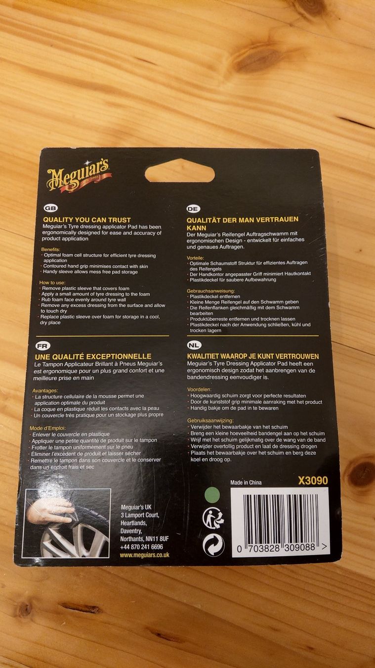 Meguiar's Prodotti per la cura: Meguiar's Tire Dressing Applicator Pad - X-3090 – Nuovo e nell'imballaggio originale da Bern venduto da ksliqbe 1