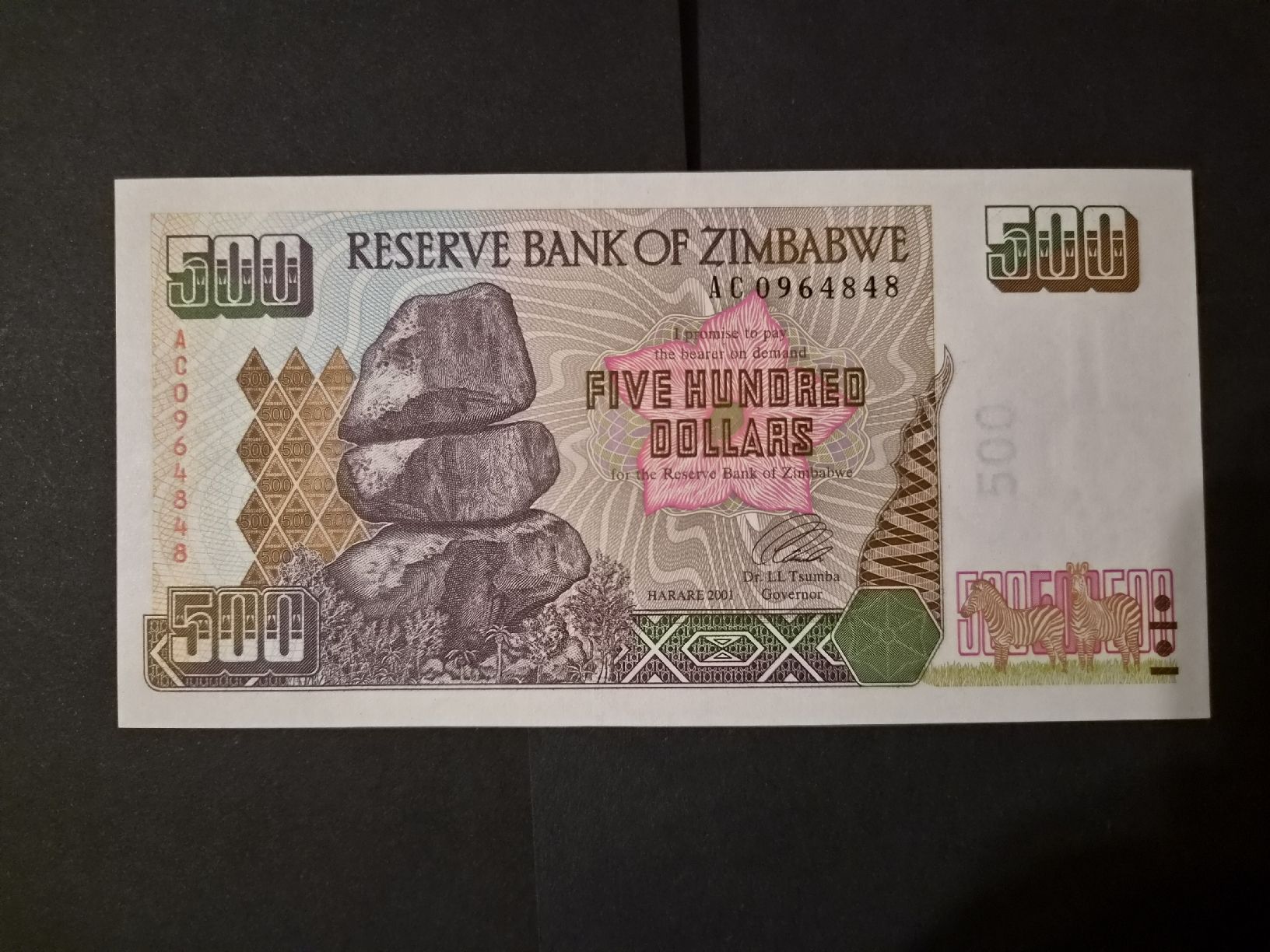 Banconote: Zimbabwe 2001 500 dollars P10 UNC – Nuovo (secondo la descrizione) da Versoix venduto da rucio