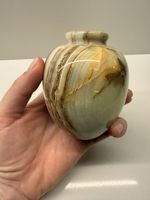 Antike Vase bauchig grüner Onyx Marmor Stein handmade