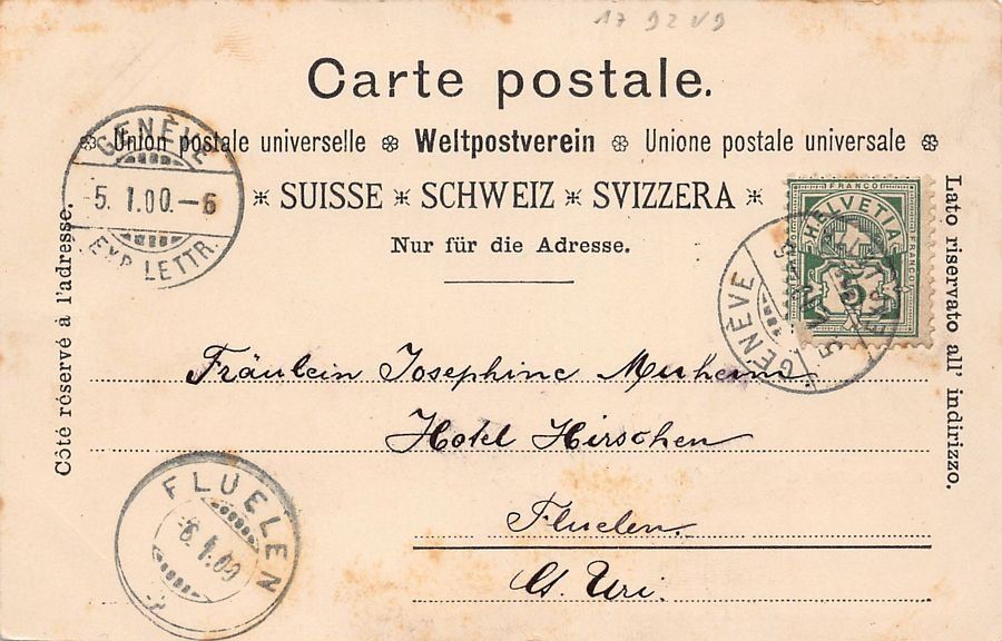 Cartoline postali: Souvenir d'Ouchy, circulée 1900 – Usato da Frauenfeld venduto da POML 1