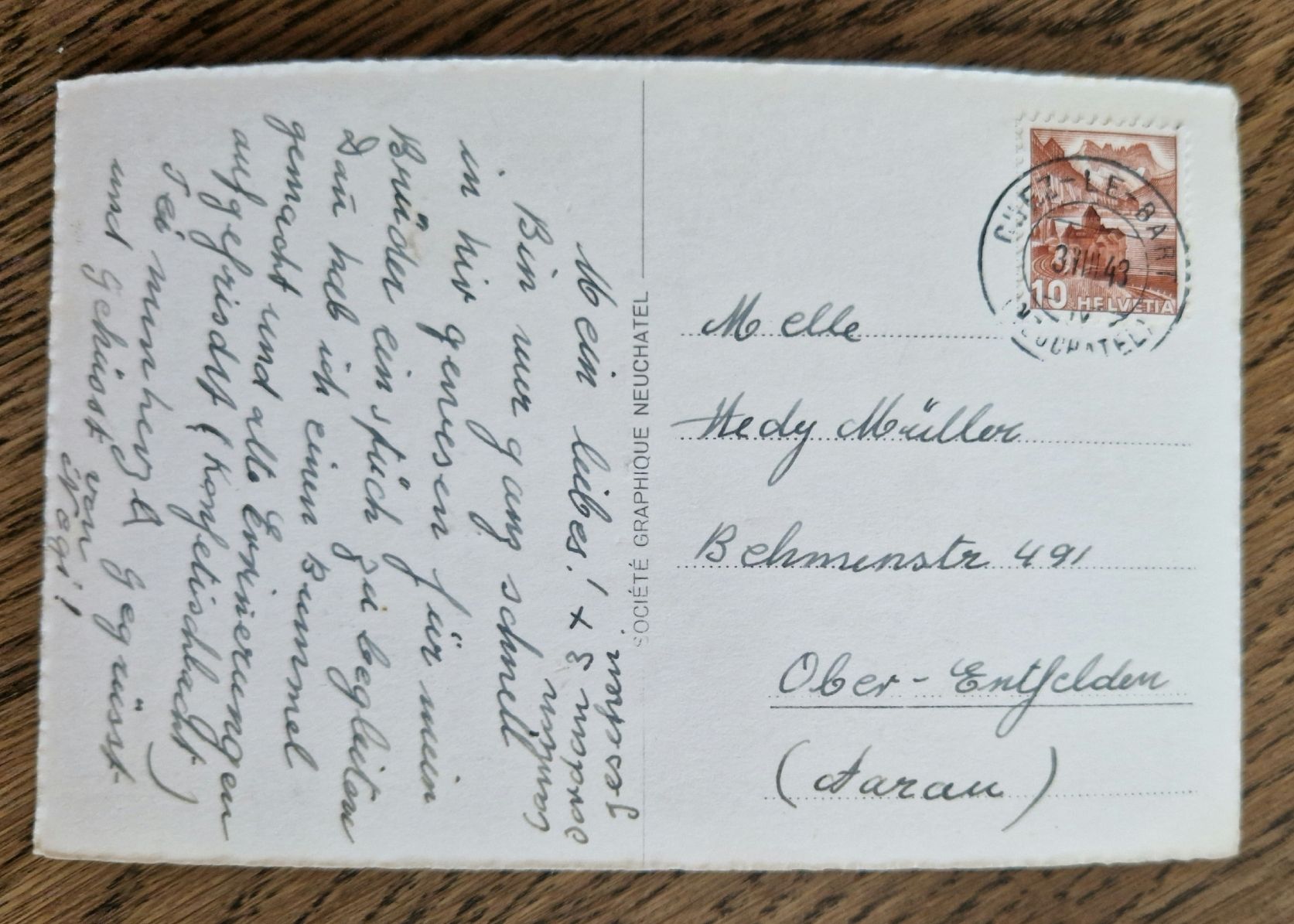 Cartoline postali: Neuchâtel, illumination du château 1943 – Usato da Ebikon venduto da Donar50 1