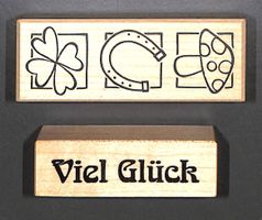2 Stempel Viel Glück ☘️🧲🍄 Stempel. Holzsockel Gummistempel