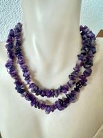Amethyst Longkette 76cm handgefertigt Unikat intensiv violet