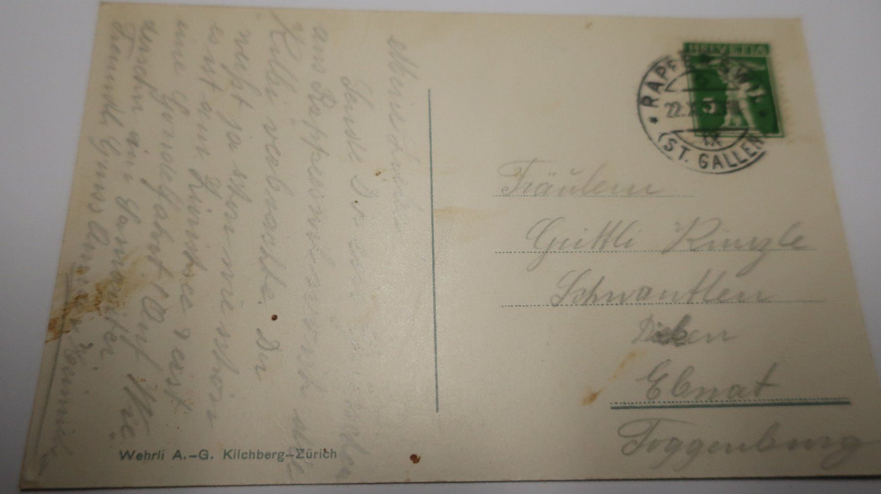 Cartoline postali: Rapperswil Das Schloss  1917 – Usato da Cormoret venduto da Pascalll2001 3