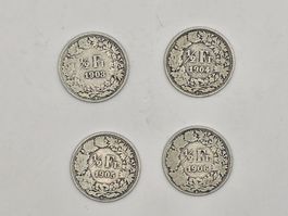4x 1/2 Franken Suissess 1903-1906 Sammlermünzen (44)
