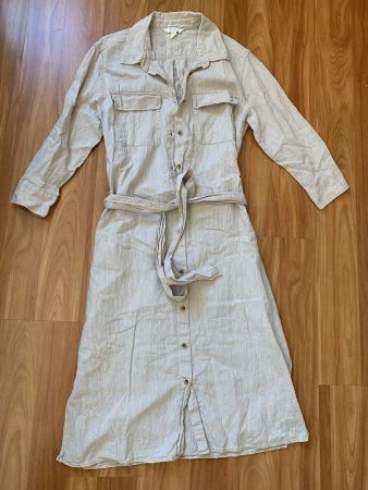 Hemd-Kleid H&M beige Leinenmischung Grösse 38