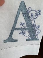 Hochzeit, Familienfeier, Monogramm Leinen Serviette, Weiss