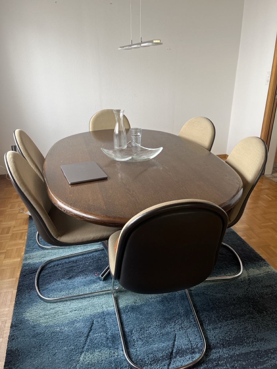 Set di tavolo e panche: Esstisch mit 7x Stühlen, Vintage Design! – Usato da Niederhasli venduto da George21