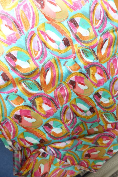 Baumwollstoff - farbiges Blumenmuster - 50 x 70 cm 2