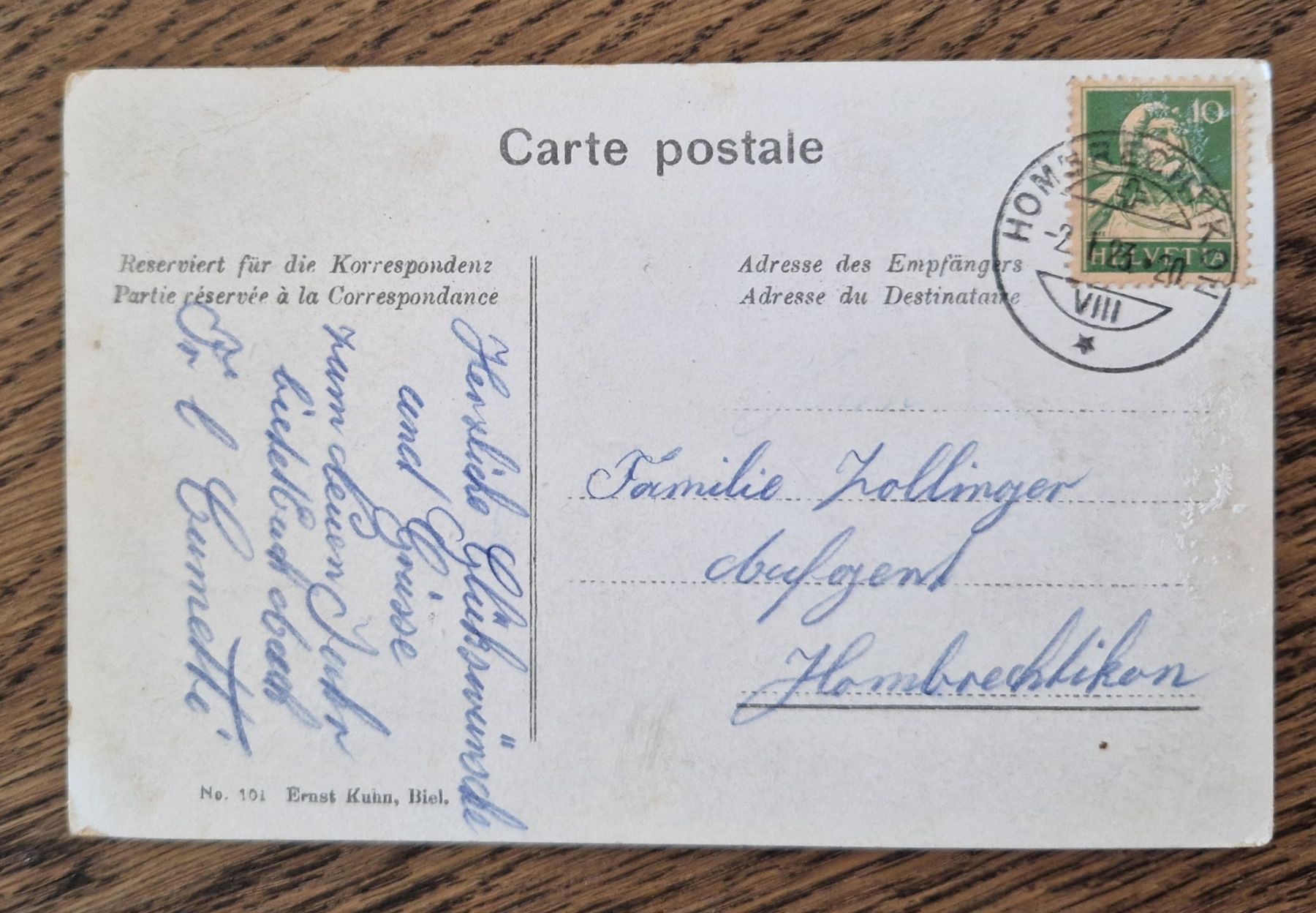 Cartoline postali: Biel mit Bielersee 1923 – Usato da Ebikon venduto da Donar50 1