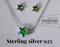 Swarovski 925 Silber Set Ohrstecker u. Kette