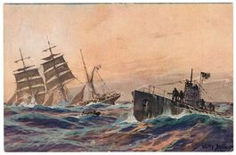 Karte U-Boot - Spende 1917 - ungel. - Gemälde Willy Stöwer