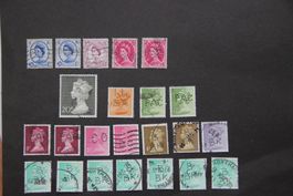 Grossbritannien - Queen Elizabeth II - gelochte Briefmarken