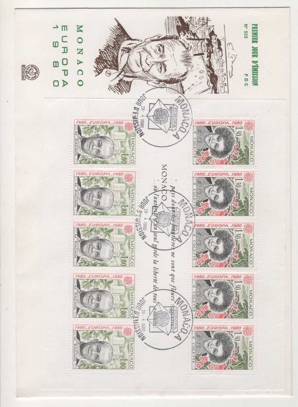 Alle Briefmarken: Monaco 1980 Block Nr. 16 FDC – Gebraucht aus Remetschwil von Hofiii