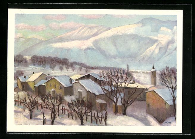 Ansichtskarten: Tesserete, Inverno, Ortsansicht im Winte – Gebraucht aus Berlin von bartko-reher