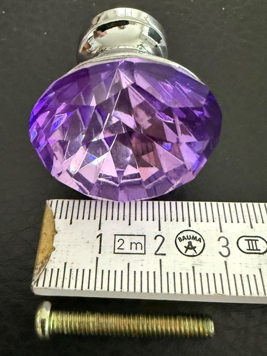 Eisenwaren: MÖBELKNOPF  Geschliffener Glaskopf violett – Neu (gemäss Beschreibung) aus Subingen von ArtBead 6