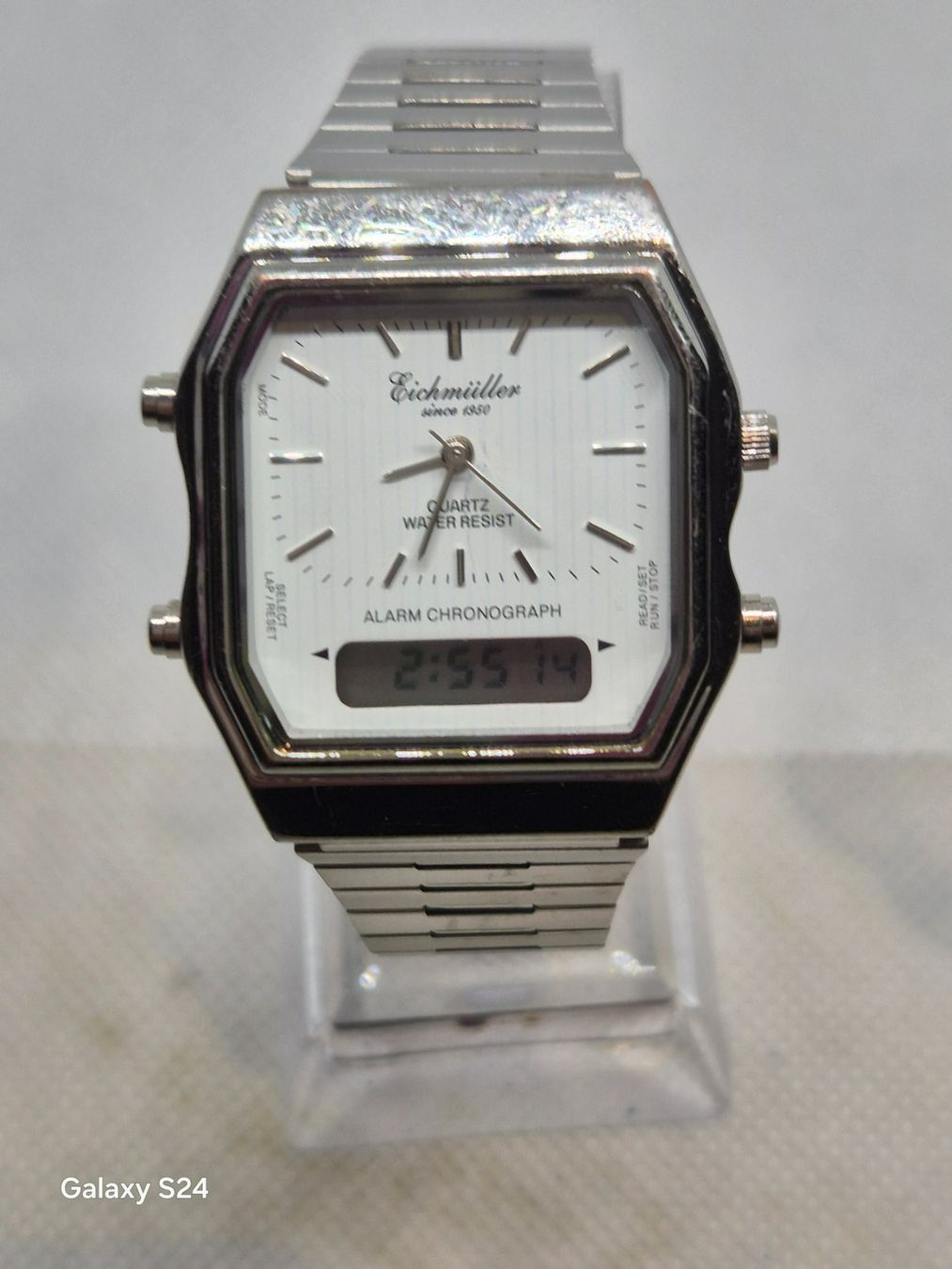Uhren: Eichmüller Quarz-Chronograph, gebraucht, silber – Gebraucht aus Losone von bal_gfp6