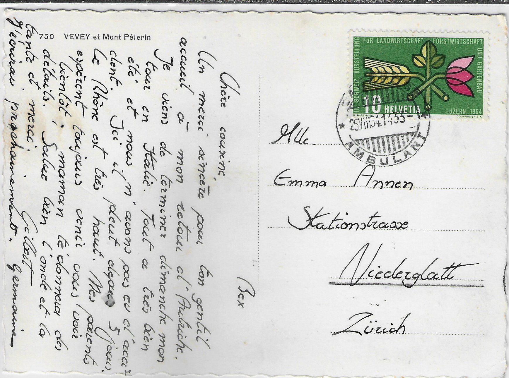 Cartoline postali: Vevey et Mont Pelerin – Usato da Ettingen venduto da Kartenplanet 1