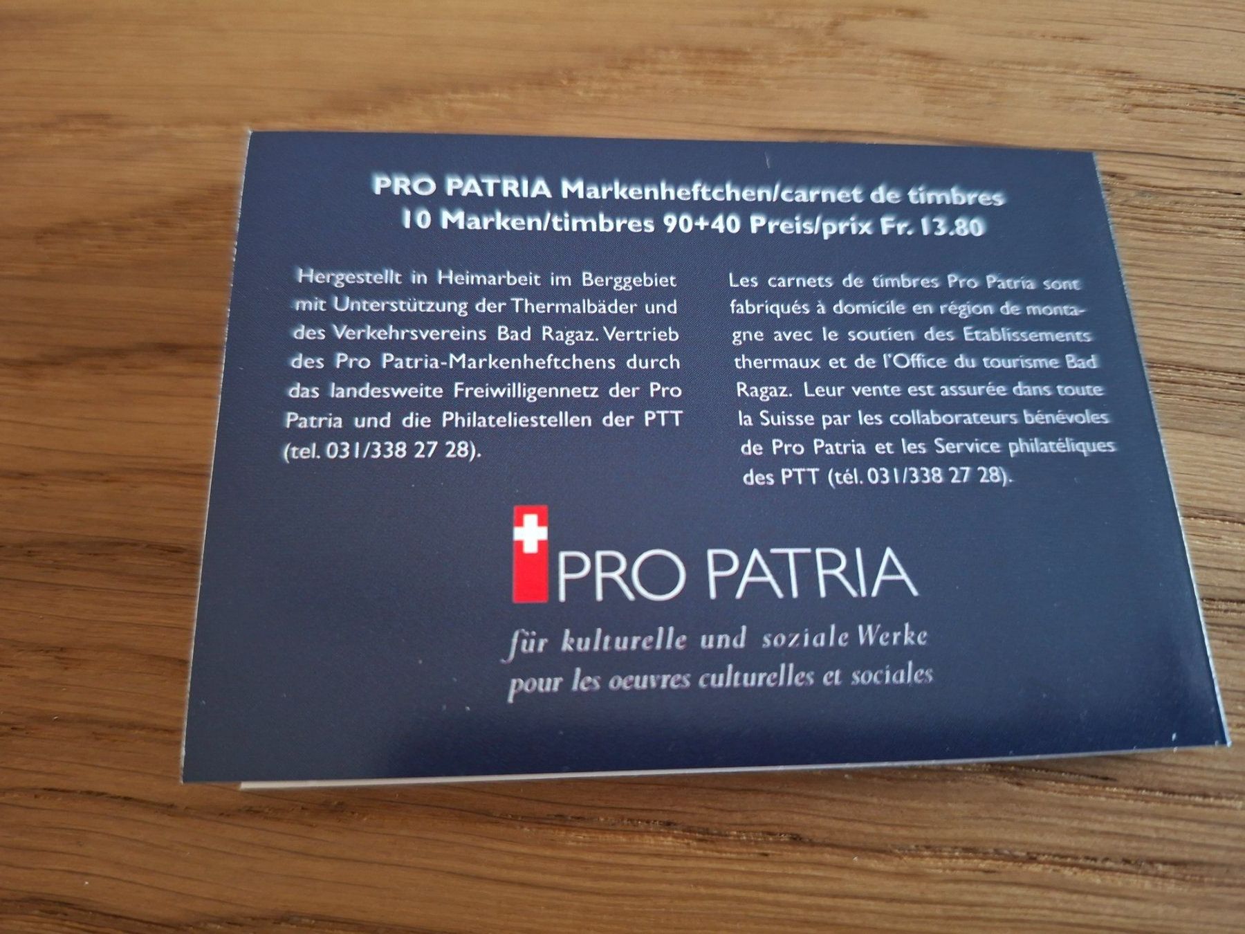 Alle Briefmarken: Markenheftchen: Pro Patria 1996 – Neu (gemäss Beschreibung) aus Hinterkappelen von 1399 5