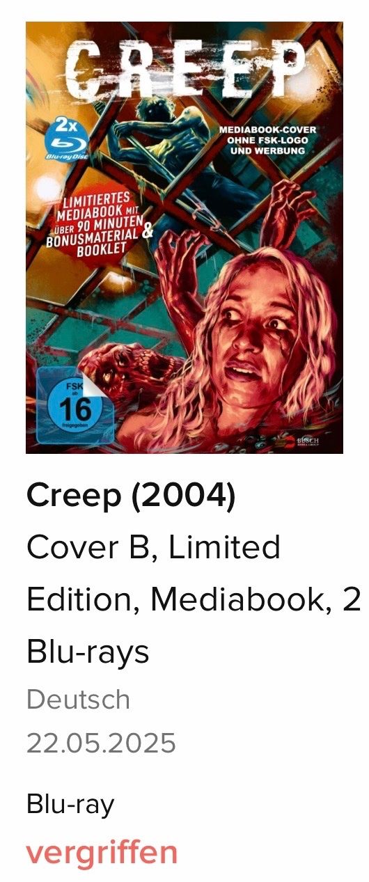 Tutti i DVDs: Creep Mediabook OVP / Busch Media – Nuovo e nell'imballaggio originale da Bern venduto da RageMM87 4