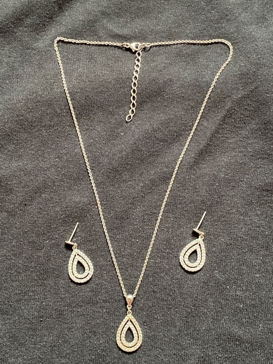 925 Sterling Silber Schmuck-Set – Halskette Mit Unendlichkeitssymbol & Kreuz & Passende Ohrringe, Roségold
