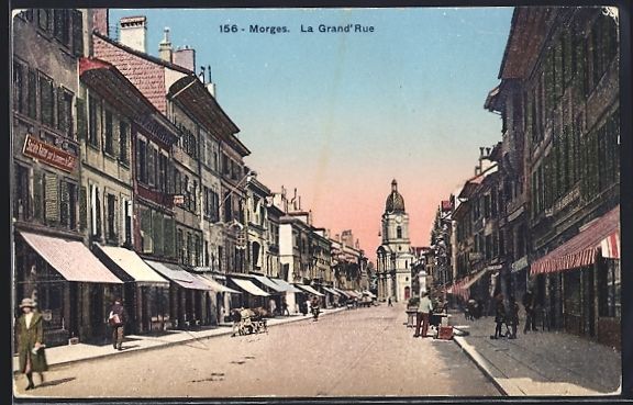 Cartoline postali: AK Morges, La Grand Rue, 1925 – Usato da Berlin venduto da bartko-reher