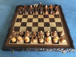 Jeu d’échecs et backgammon en bois fait main