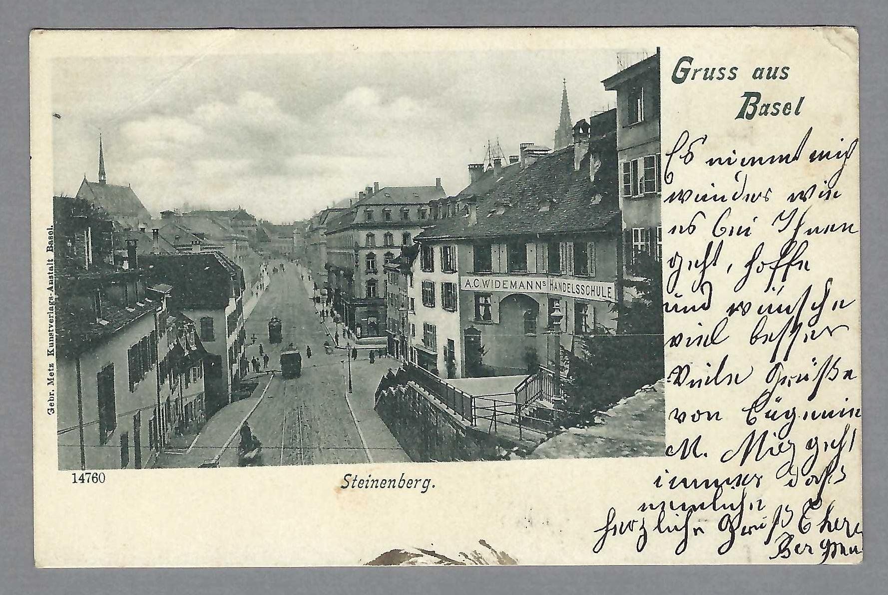 Cartoline postali: 1901, BASEL, STEINENBERG (kl. Eckbüge) – Usato da Pura venduto da ulisse1957
