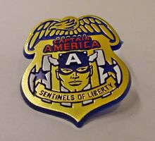 CAPTAIN AMERICA SENTINELS OF LIBERTY LAPEL PIN MARVEL 1990