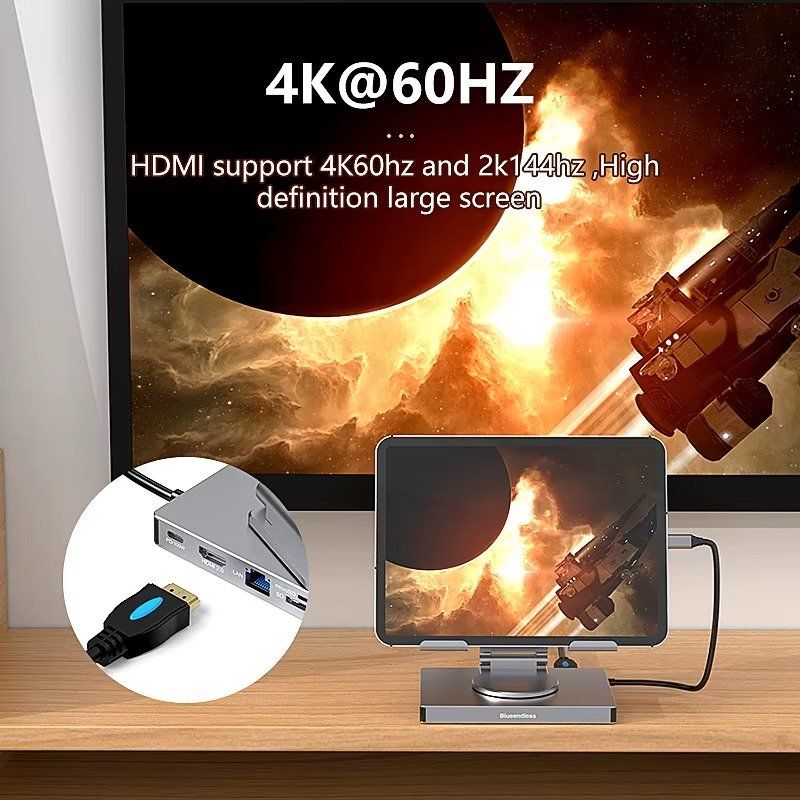 Dockingstation: Ipad stand USB C Hub 4K 60HZ HD Type-C 100W – Neu und originalverpackt aus Unterägeri von RmOnline 4