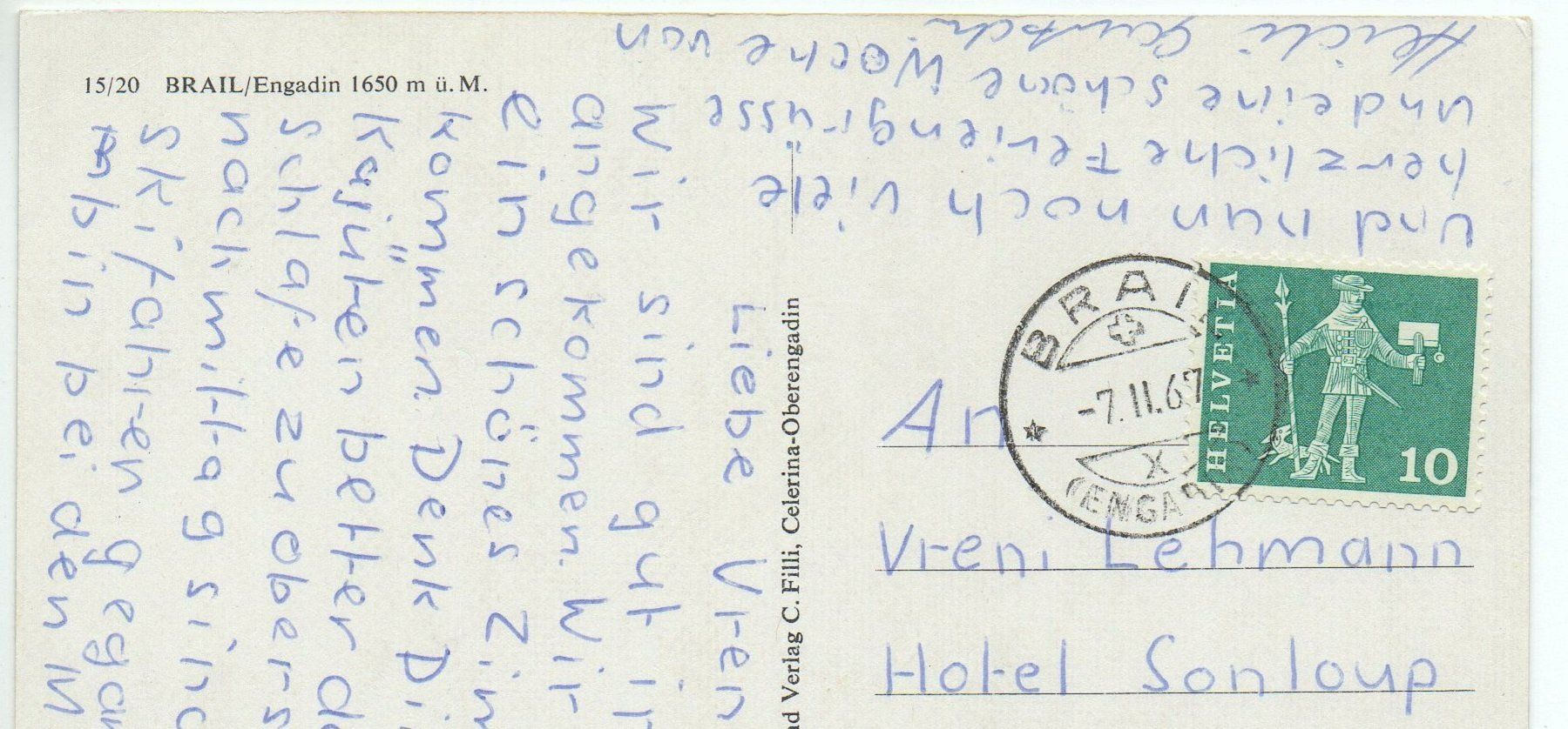 Cartoline postali: BRAIL Engadin – Usato da Jona venduto da philajona 1