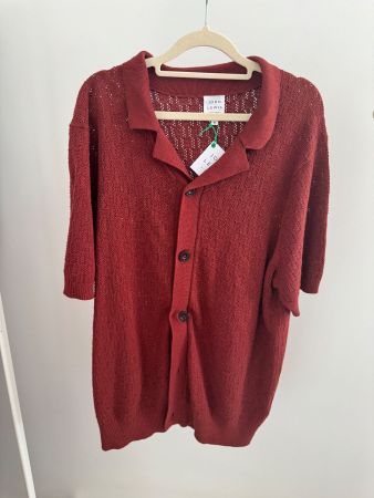 John Lewis Jacquard-Kurzarmhemd aus Baumwolle – Rostrot