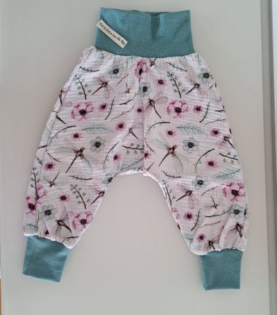 Coole Pumphose mit Blumen & Libellen Gr. 80, Handmade    NEU