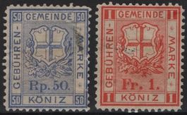 2 seltene Fiskalmarken von KÖNIZ