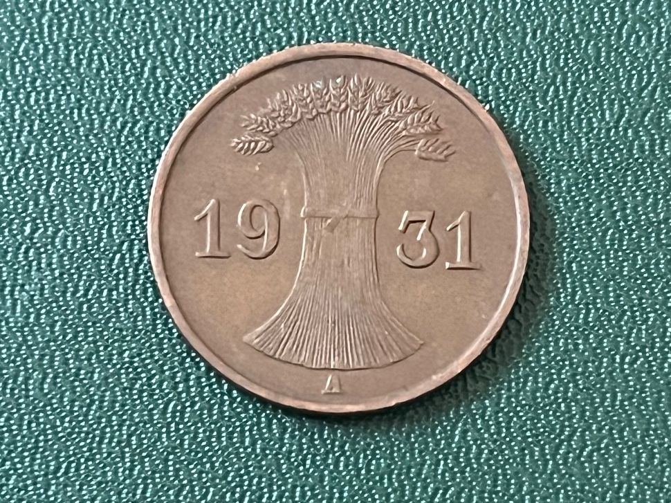 Alle Münzen: 1 Reichspfennig  1931 A – Gebraucht aus Neuenhof von Mastermind-00